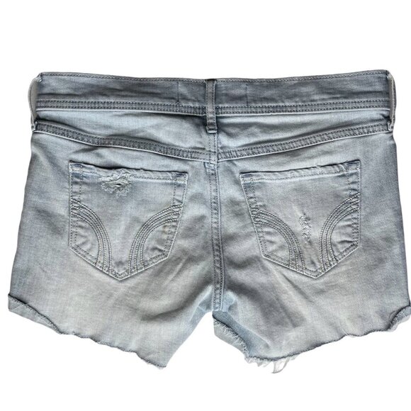 Hollister Denim Shorts Womens Size 5 High Rise Blue Light Wash Distressed Fray - Picture 2 of 12